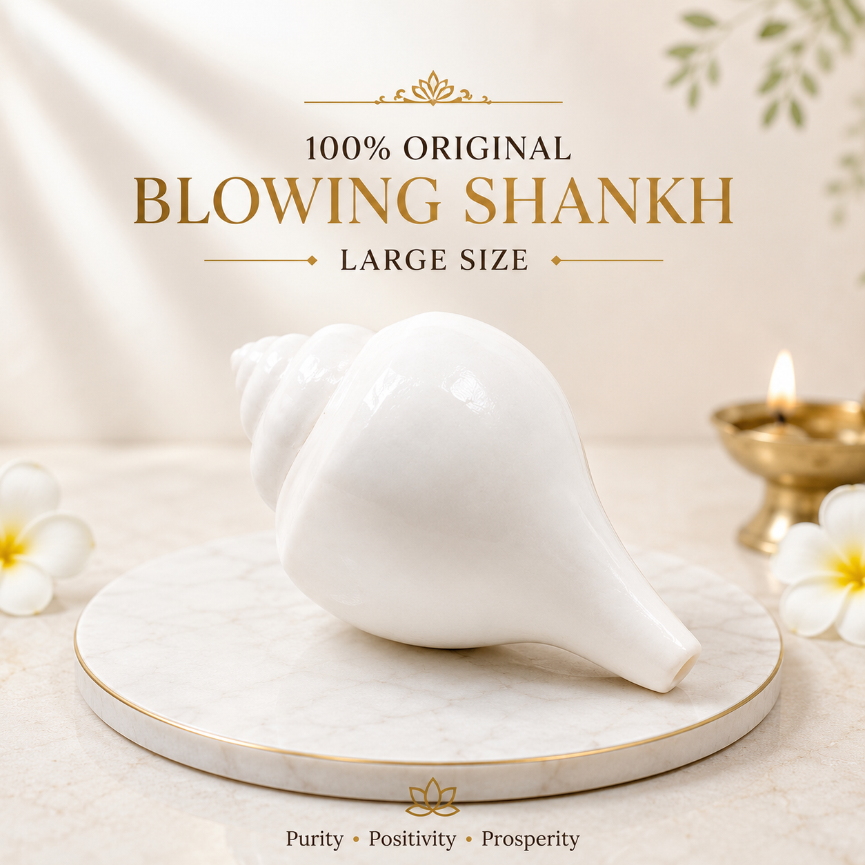 Original Natural Blowing Large Shankh | Premium Pooja Conch