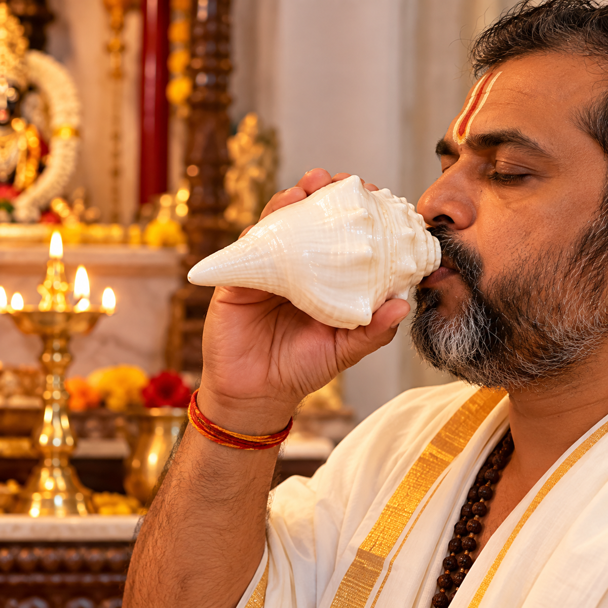Shankh for Pooja | Sacred Hindu Conch Shell for Puja, Mandir & Religious Rituals