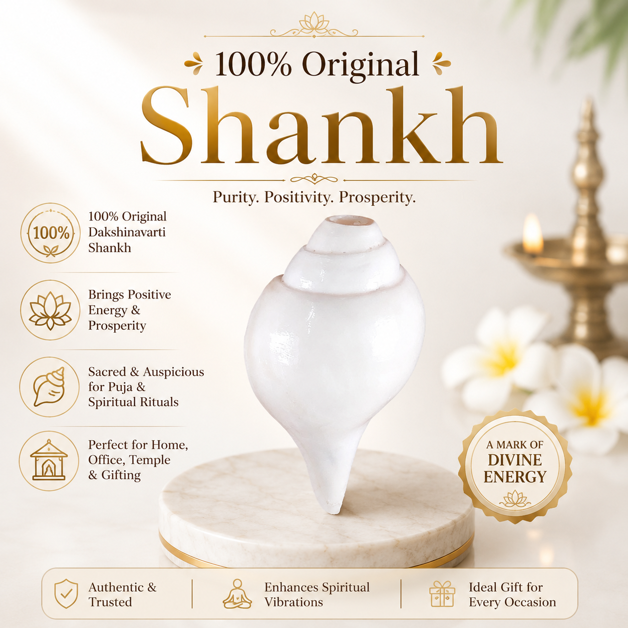 Original Vishnu Shankh | Sacred Conch for Vishnu Pooja