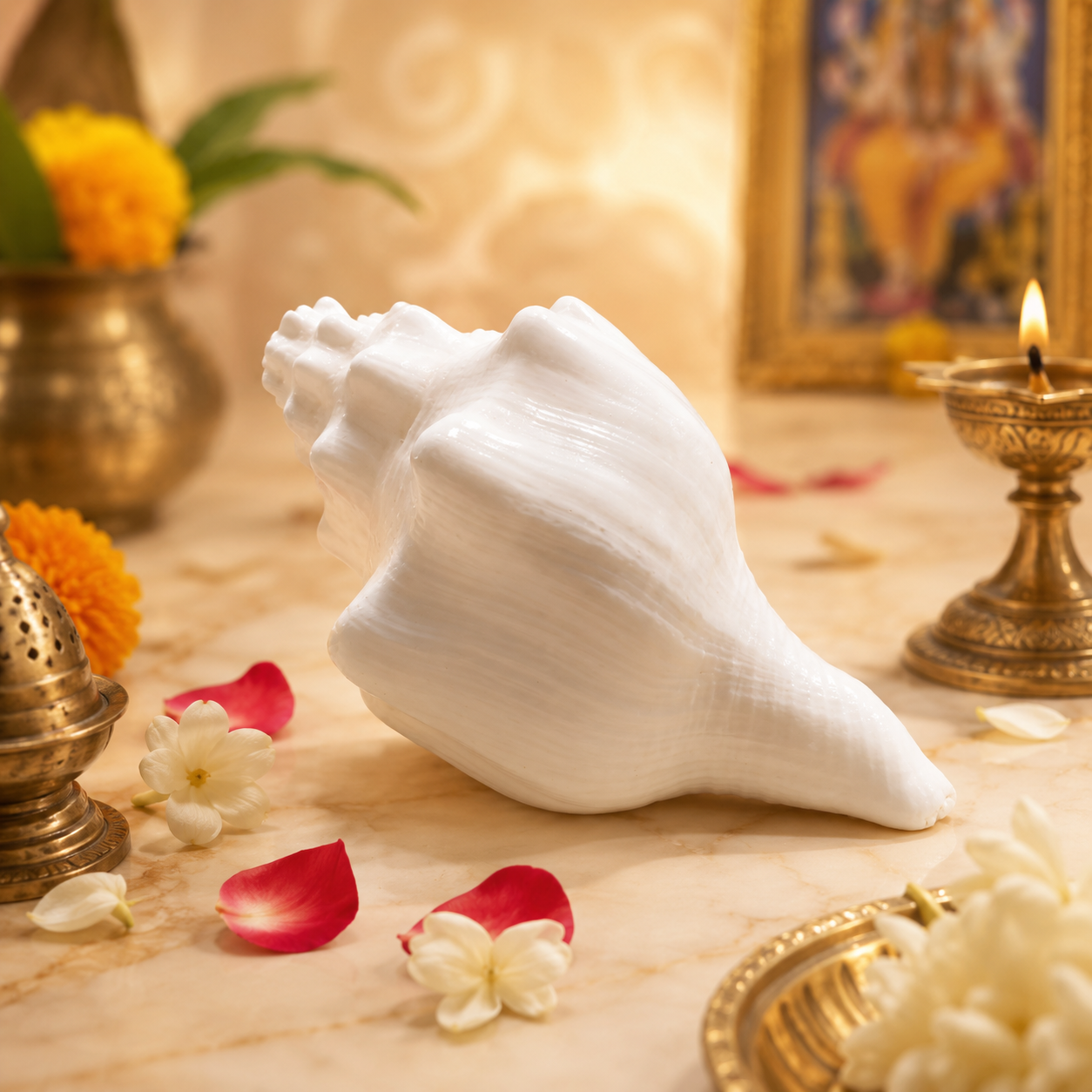 Premium Rare Large Shankh | Original Sacred Conch for Hindu Pooja