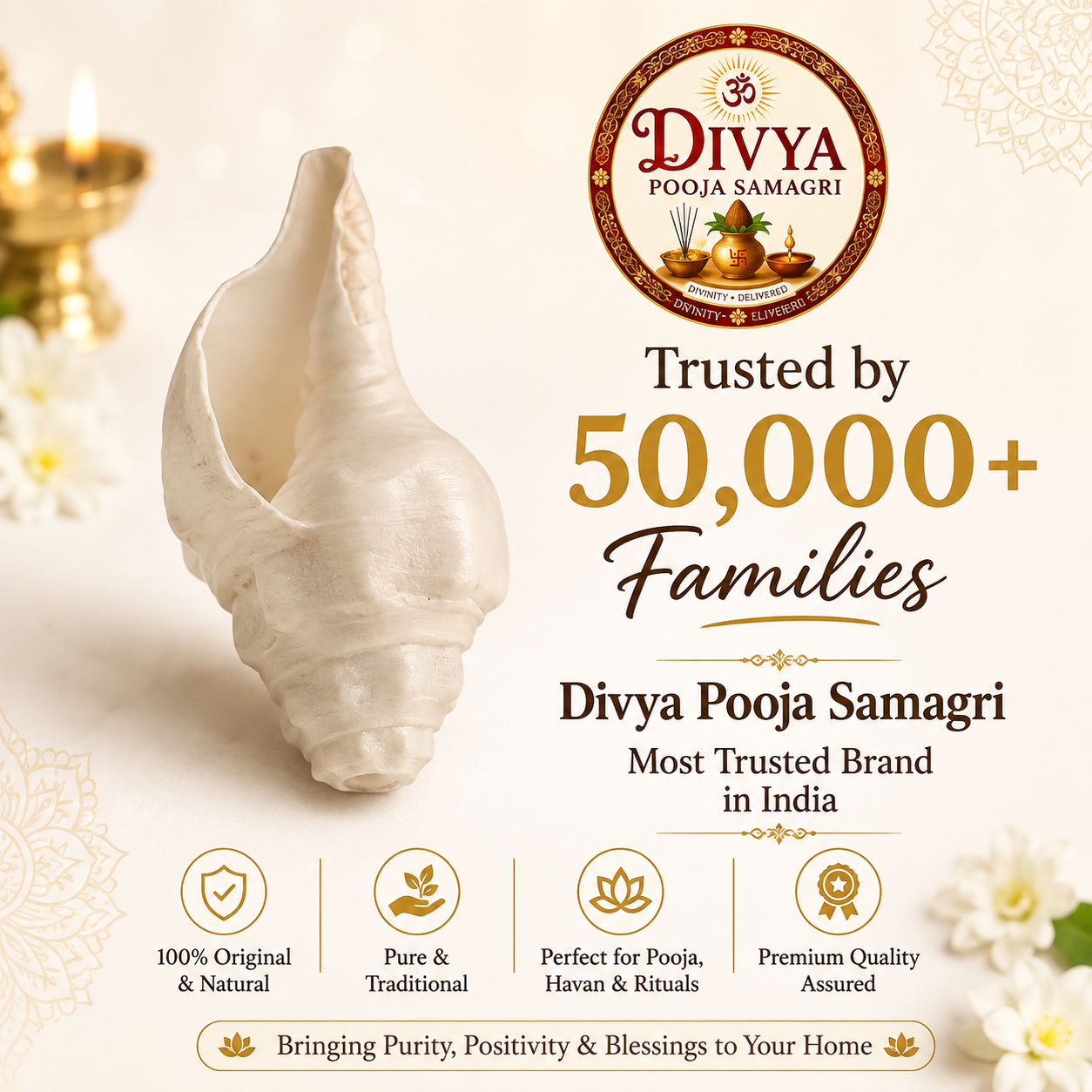 Authentic Shankh – Premium Original Sacred Conch Shell for Divine Pooja Rituals